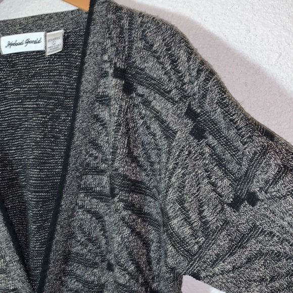 VINTAGE Michael Gerard drop sleeve chunky grey cardigan sweater Sz L grandpa - Picture 5 of 16